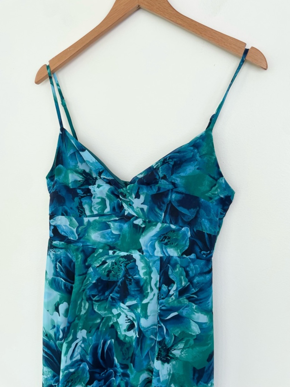Lulu’s Beautiful Soul Teal Green Floral Print Twist-Front Maxi Dress M Medium - Picture 5 of 12